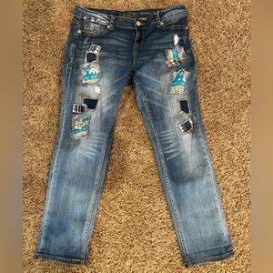 Grace in LA patchwork boyfriend jeans